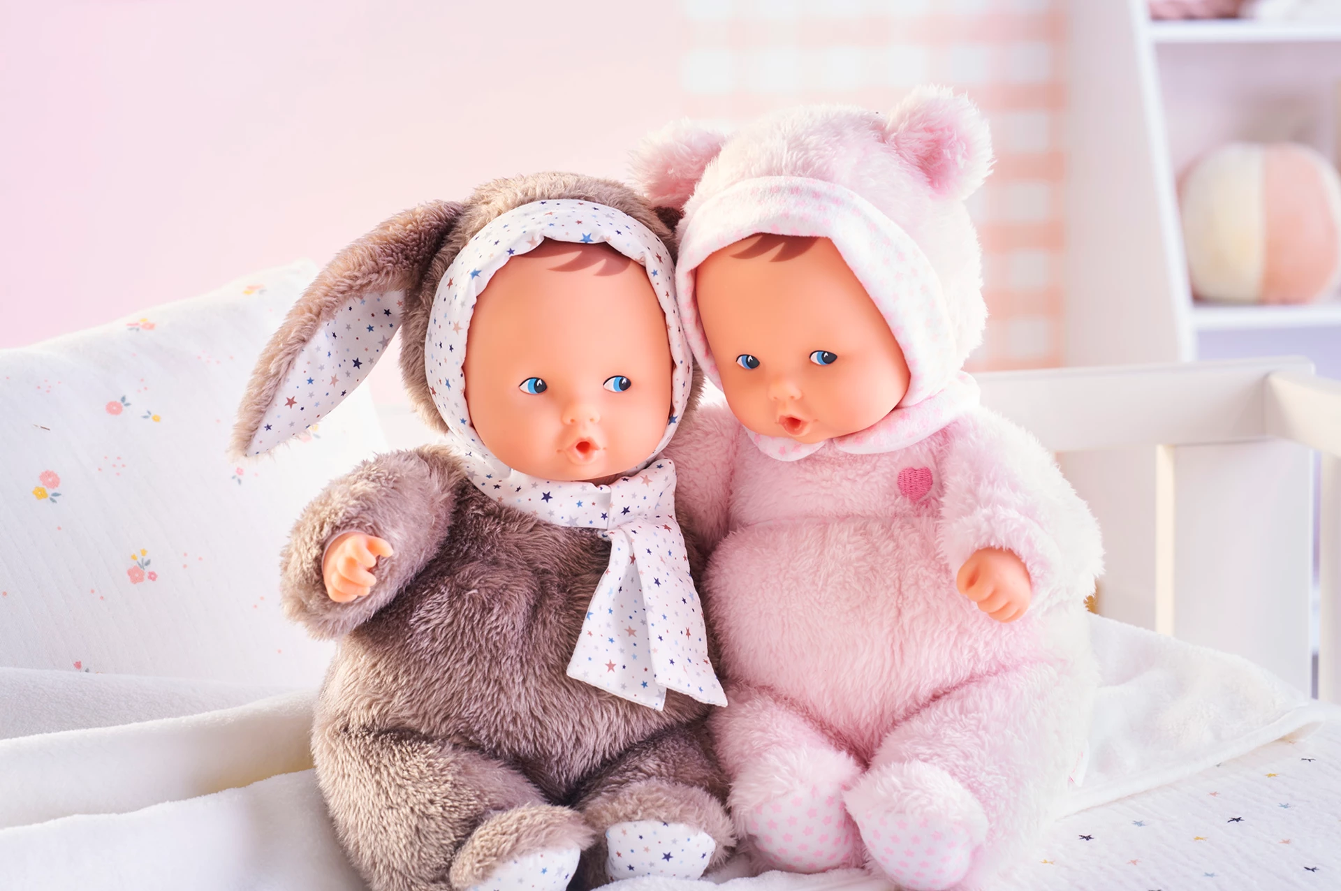 Doudou Miss Marine Rêves d'Étoiles avec Doudou Babipouce Marine Rêves d'Étoiles et Doudou Babidoux Marine Rêves d'Étoiles