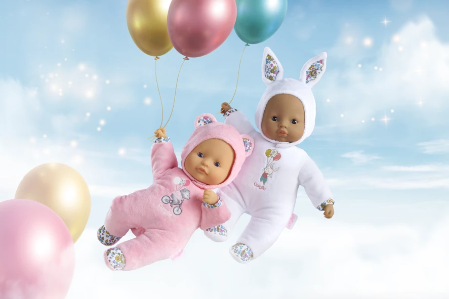 Poupon Pti'Cœur Ours Rose avec Poupon Pti'Cœur Lapin Blanc