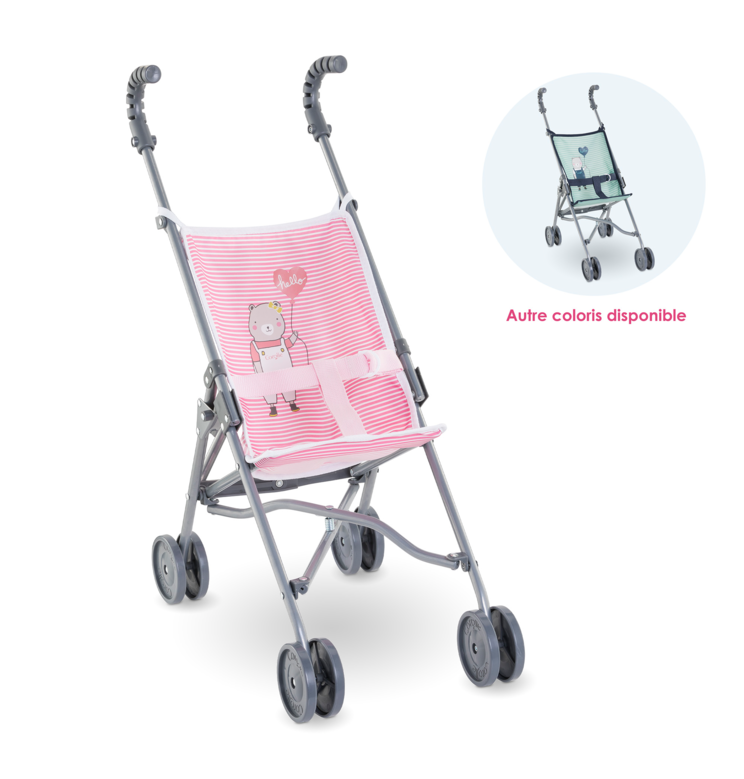 Poussette Canne Rose pour poupon 36/42/52 cm