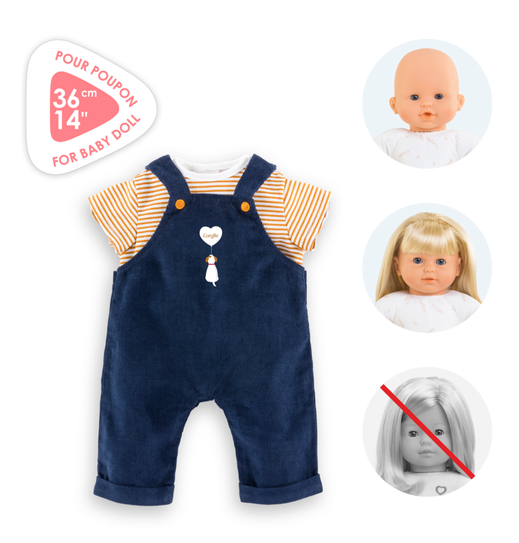T-shirt et Salopette Marine pour poupon 36 cm