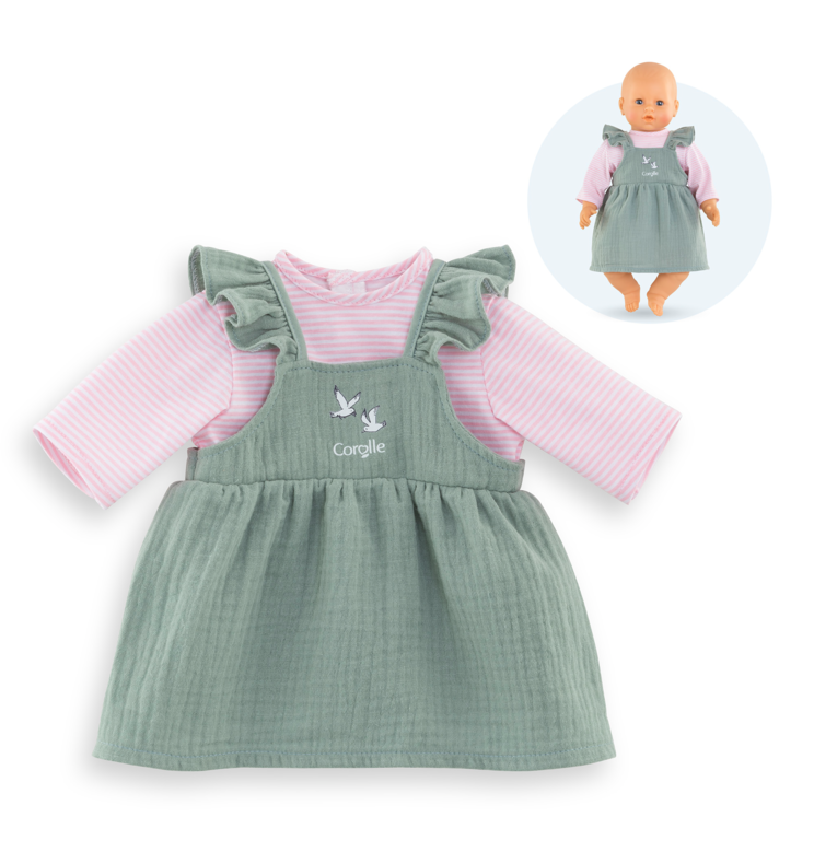 Robe à Volants & T-Shirt Bords de Loire pour poupon 42 cm