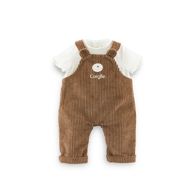 T-Shirt & Salopette Ours Petit Explorateur pour poupon 30 cm