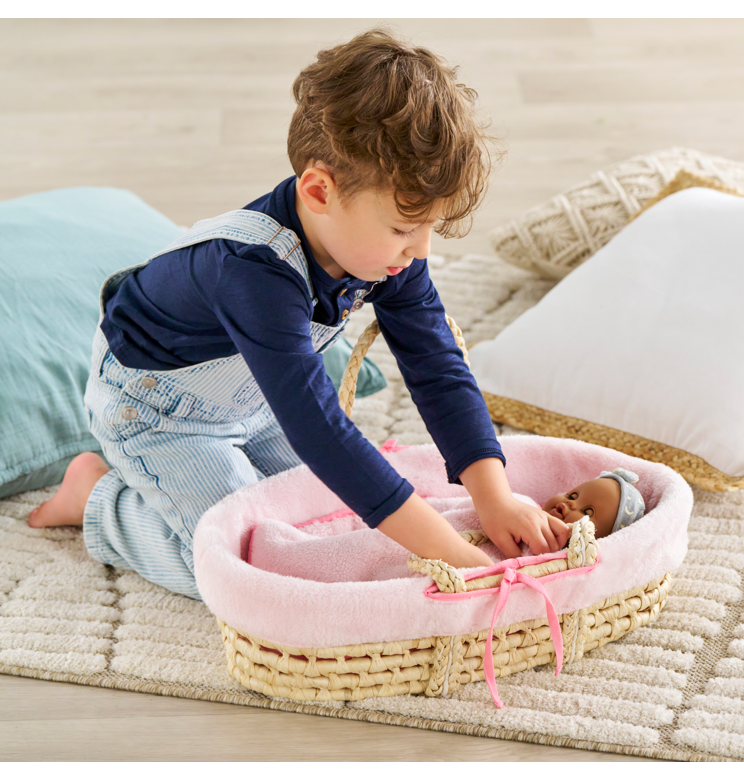 Couffin Tressé Peluche Rose et Tétines