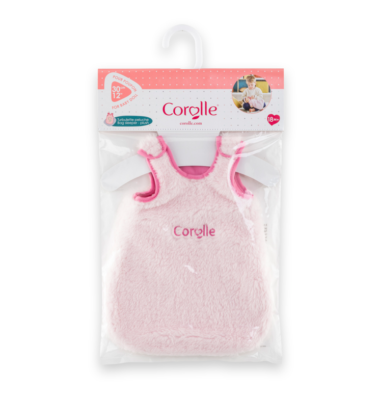 Turbulette Peluche Rose pour poupon 30 cm