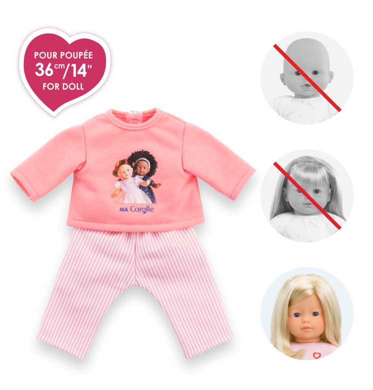 Pyjama Rose 2 pièces pour poupée ma Corolle