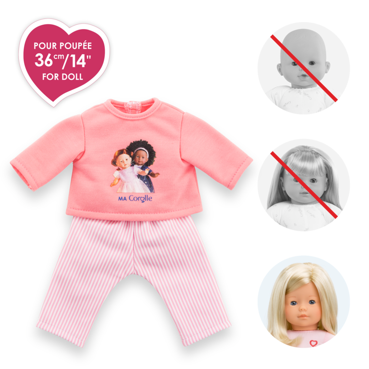 Pyjama Rose 2 pièces pour poupée ma Corolle