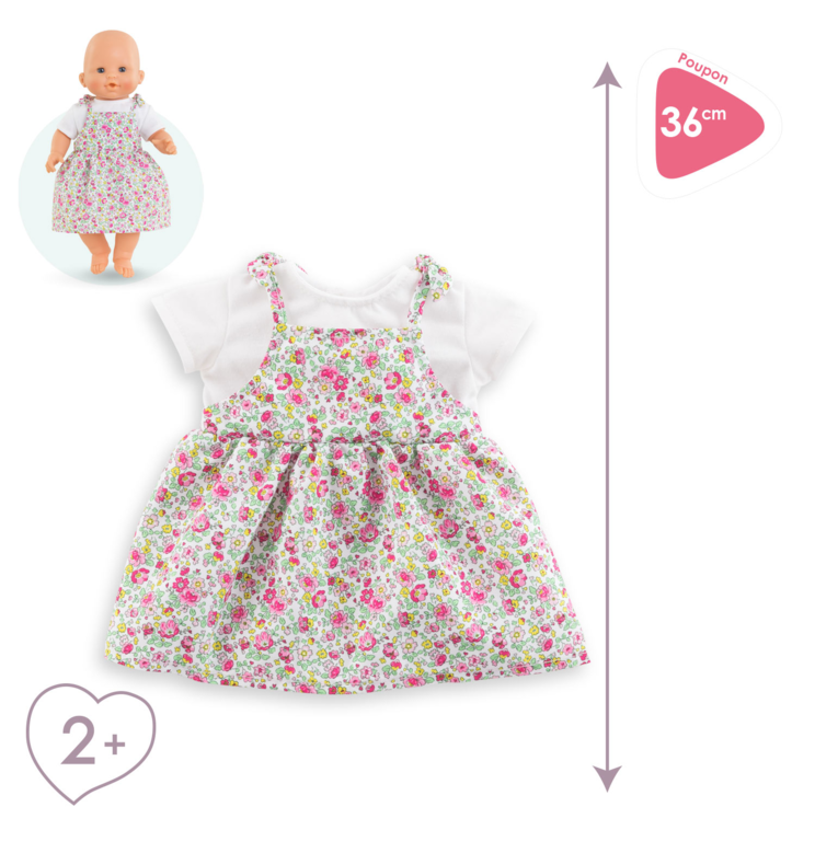 Robe Jardin en Fleurs pour poupon 36cm