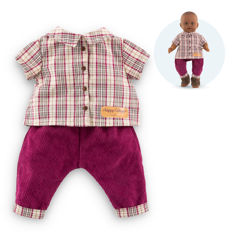 Chemise à Carreaux & Pantalon Petit Explorateur pour poupon 36 cm