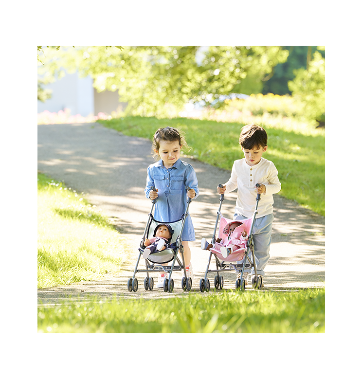 Poussette Canne Rose pour poupon 36/42/52 cm