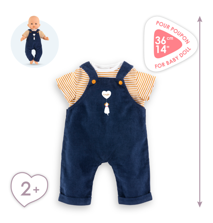 T-shirt et Salopette Marine pour poupon 36 cm