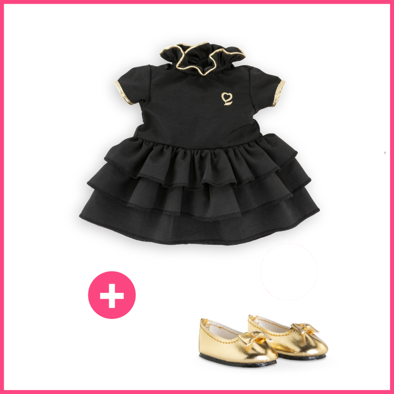 Look Robe Noire & Ballerines pour poupée ma Corolle