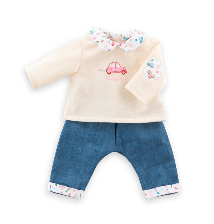 T-Shirt Manches Longues et Jean Week-end à Paris pour poupon 30 cm