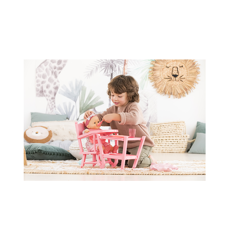 Chaise Haute Rose pour poupon 36 et 42 cm