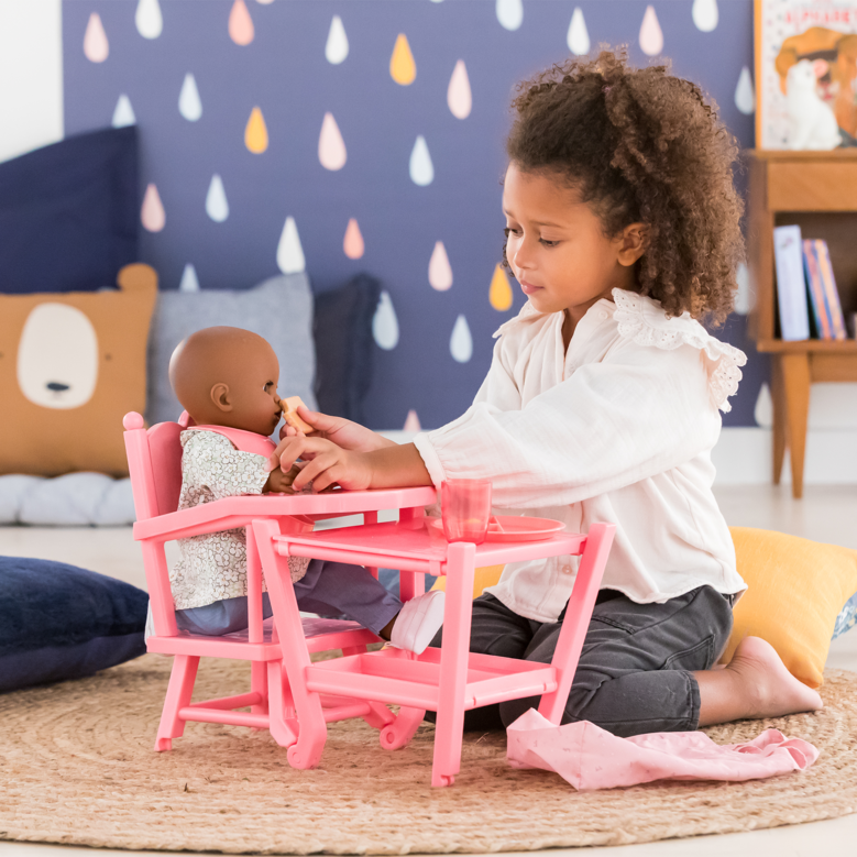 Chaise Haute Rose pour poupon 36 et 42 cm