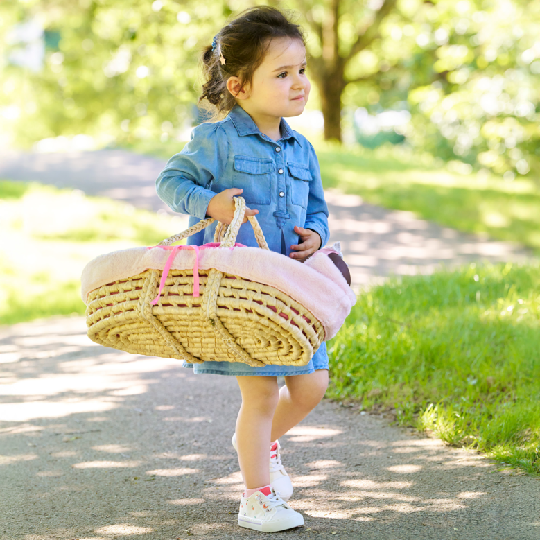 Ensemble Couffin Peluche Rose pour poupon de 36 et 42 cm