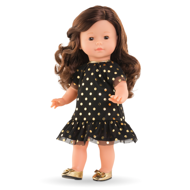 Petite Robe Noire - Pois Or pour poupée ma Corolle