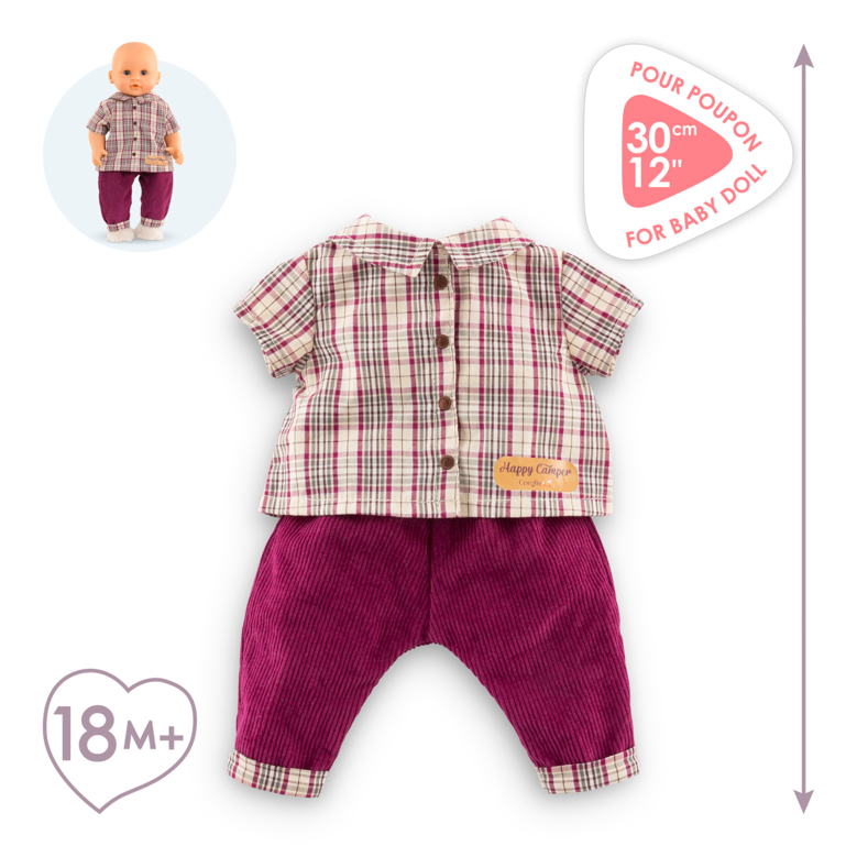 Chemise à Carreaux & Pantalon Petit Explorateur pour poupon 30 cm