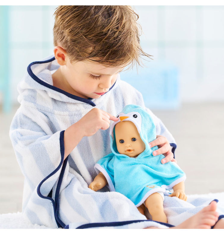 Cape de Bain Pingouin pour poupon 30 cm