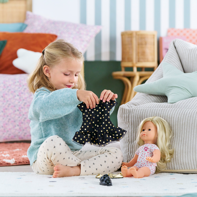 Petite Robe Noire - Pois Or pour poupée ma Corolle