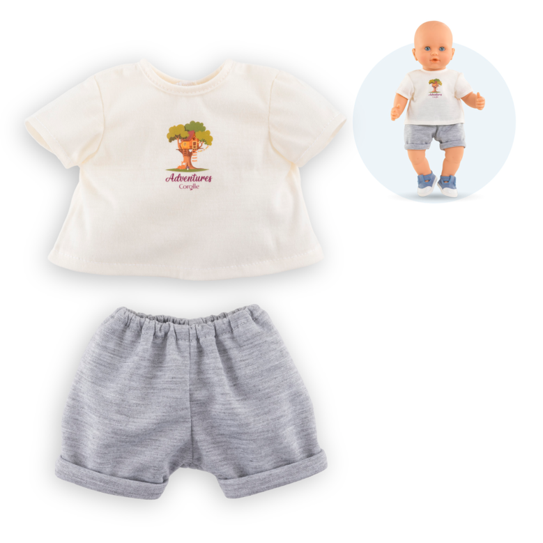 T-Shirt & Short Petit Explorateur pour poupon 36 cm