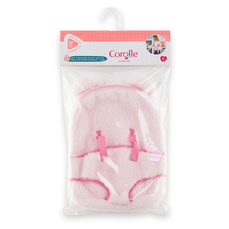 Sac à Dos Porte-Poupon Peluche Rose pour poupon 30 cm