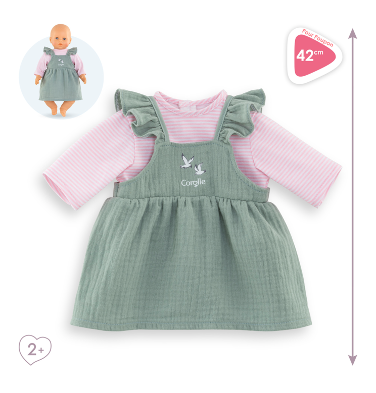 Robe à Volants & T-Shirt Bords de Loire pour poupon 42 cm