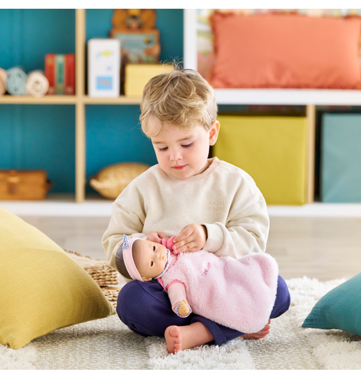 Turbulette Peluche Rose pour poupon 30 cm