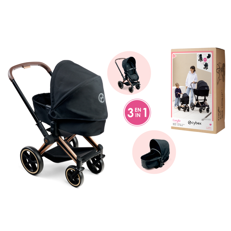 Landau 3 en 1 Cybex Priam Noir pour poupon 36 / 42 / 52 cm