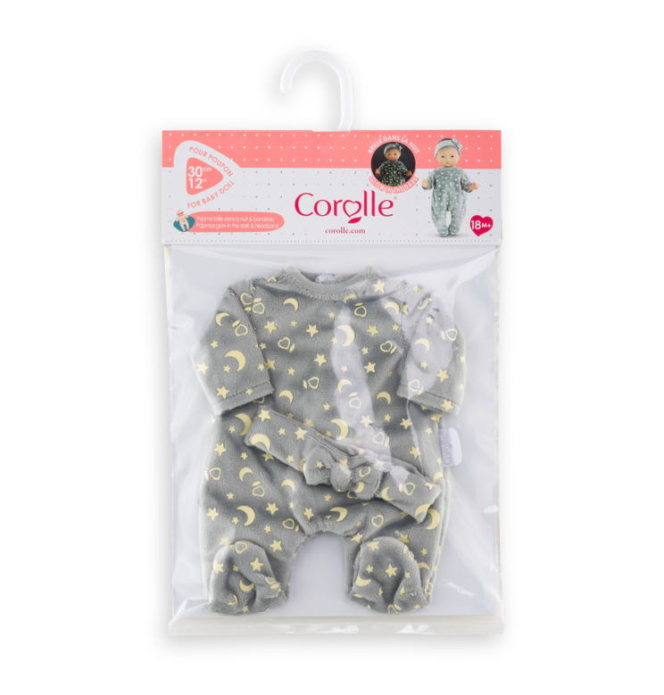 Pyjama Brille dans la Nuit & Bandeau pour poupon 30 cm