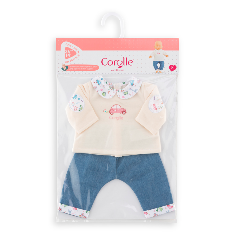 T-Shirt Manches Longues et Jean Week-end à Paris pour poupon 36 cm