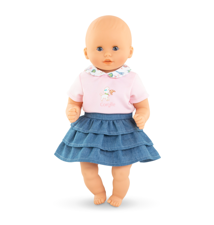 T-Shirt et Jupe à volants Week-end à Paris pour poupon 30 cm