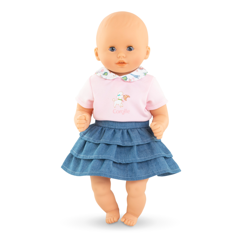 T-Shirt et Jupe à volants Week-end à Paris pour poupon 30 cm