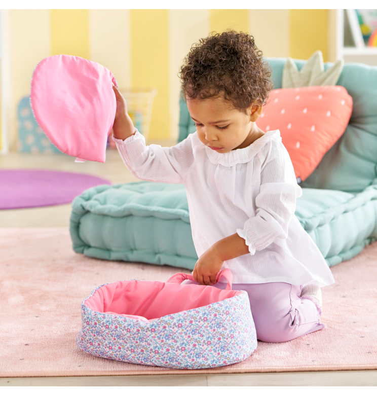 Couffin Floral pour poupon 30 cm