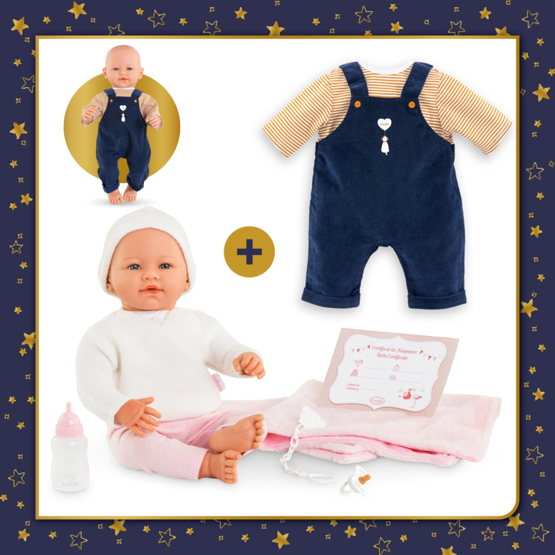 Poupon Rose et Salopette Marine