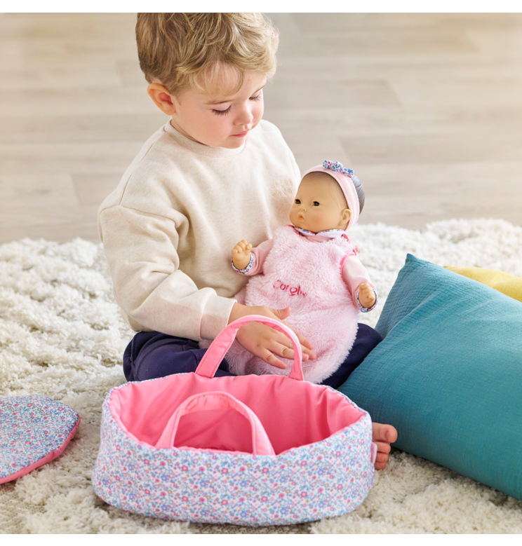 Turbulette Peluche Rose et Couffin Floral