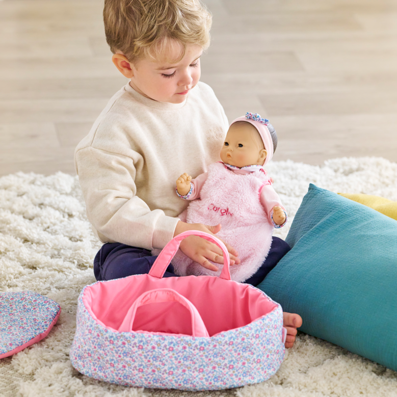 Turbulette Peluche Rose et Couffin Floral