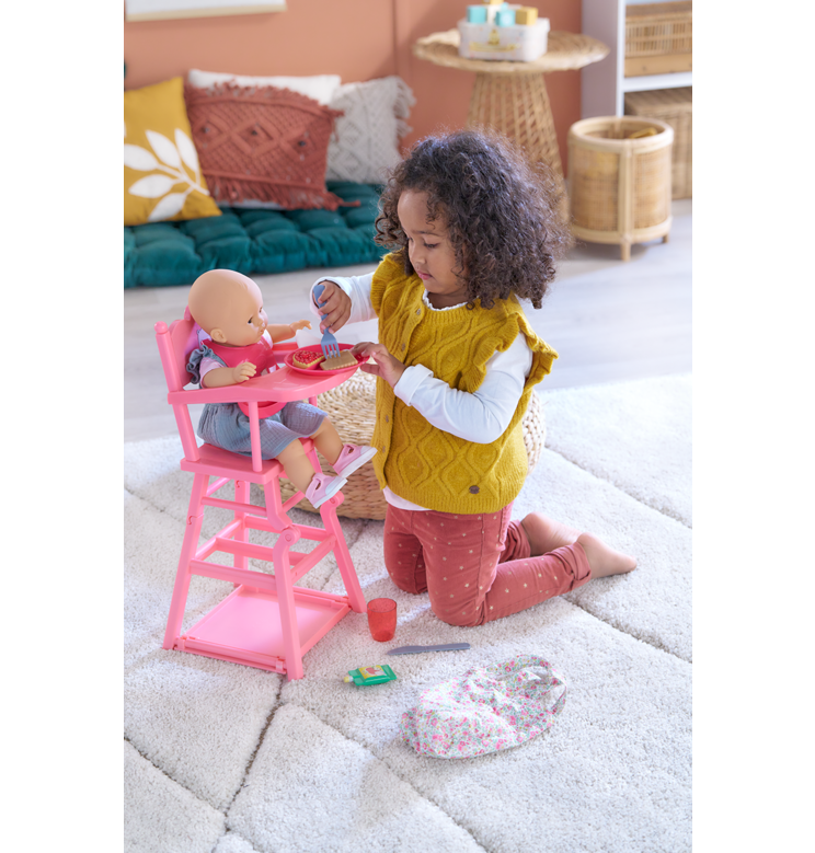 Chaise Haute Rose pour poupon 36 et 42 cm