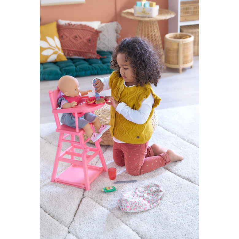 Chaise Haute Rose pour poupon 36 et 42 cm