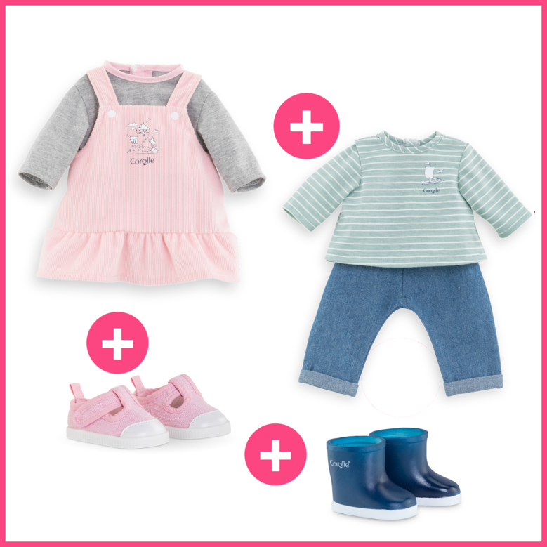 Dressing Bords de Loire et chaussures pour poupon 36 cm