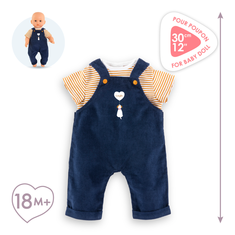 T-Shirt et Salopette Marine pour poupon 30 cm