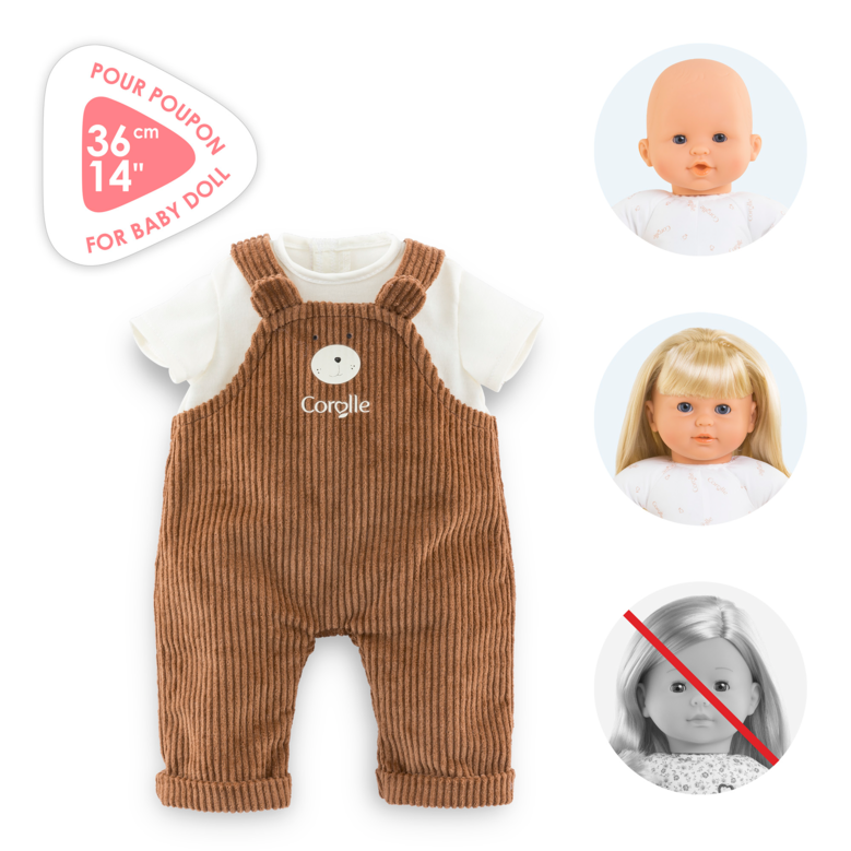 T-Shirt & Salopette Ours Petit Explorateur pour poupon 36 cm