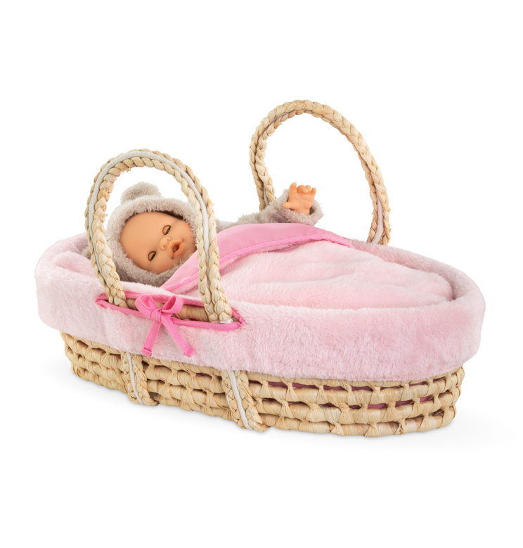 Ensemble Couffin Peluche Rose pour poupon de 36 et 42 cm