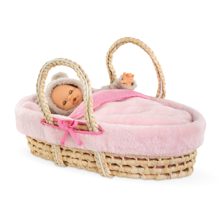 Ensemble Couffin Peluche Rose pour poupon de 36 et 42 cm