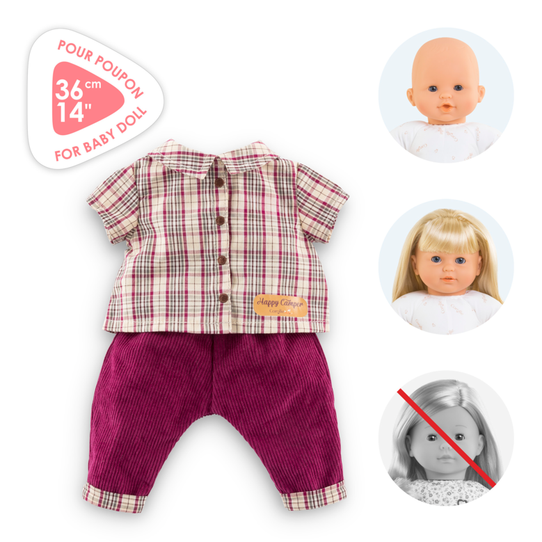 Chemise à Carreaux & Pantalon Petit Explorateur pour poupon 36 cm