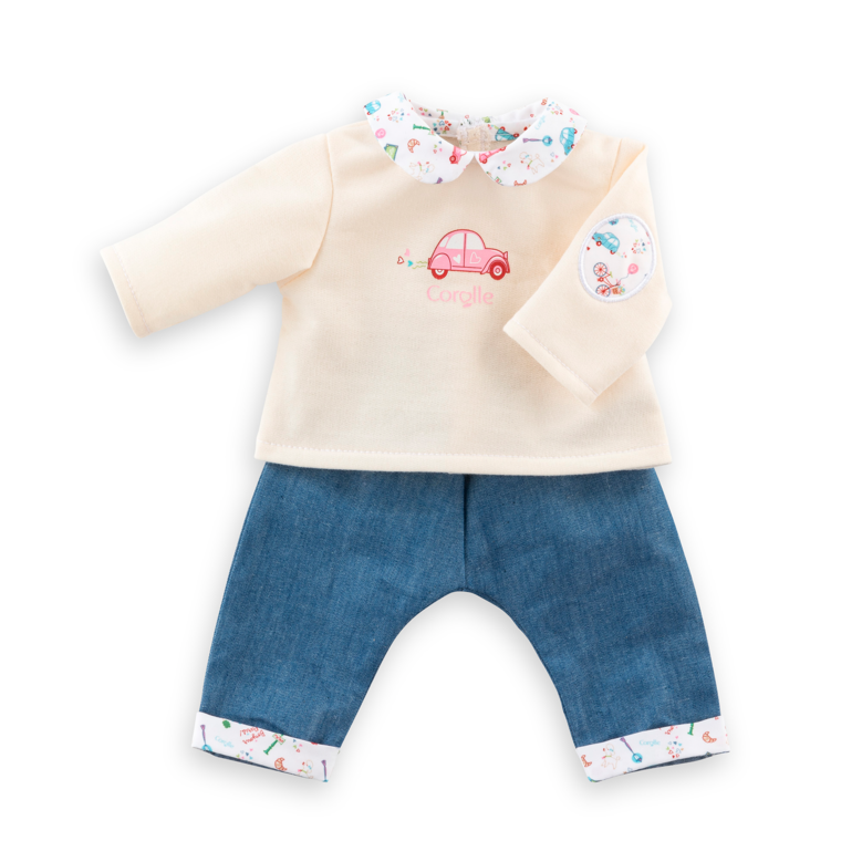 T-Shirt Manches Longues et Jean Week-end à Paris pour poupon 36 cm