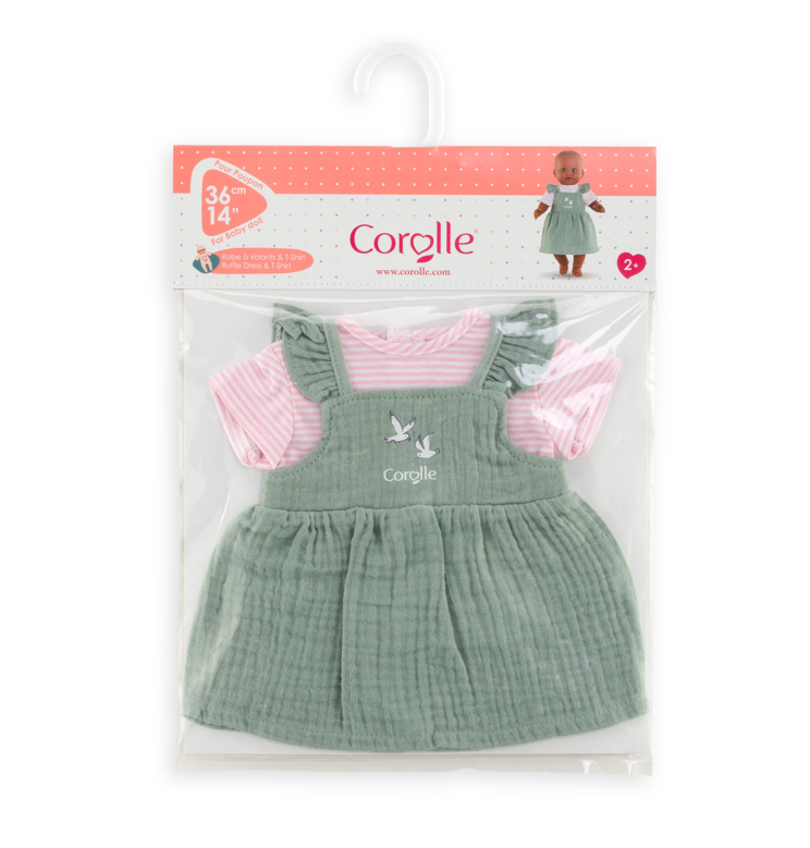 Robe à volants et T-Shirt Bords de Loire pour poupon 36 cm