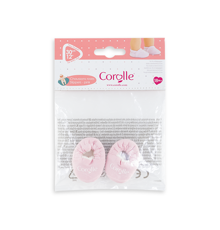 Chaussons roses pour poupon 30 cm