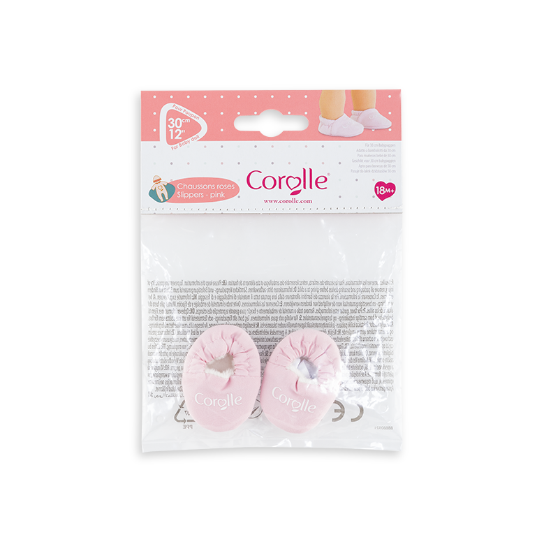 Chaussons roses pour poupon 30 cm