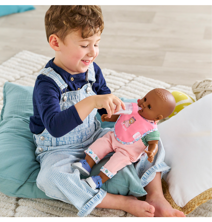 Poupon Lucie et Ensemble Bavoir & Biberon Magique