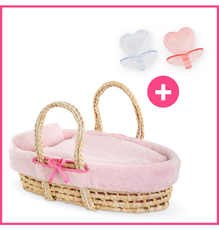 Couffin Tressé Peluche Rose et Tétines